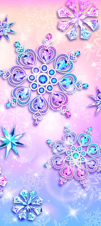 Colorful Gem Snowflake, aqua, beautiful, art, diamond, snow, luxury HD phone wallpaper