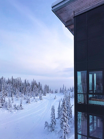 Winter, house edge, landscape HD phone wallpaper
