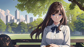 A girl in a park, Anime, girl, anime girl HD wallpaper