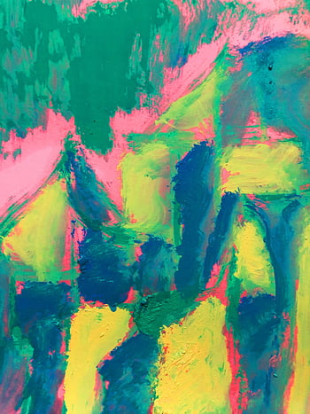 Dynamic abstract painting featuring bold pink, green, and blue colors, exemplifying modern art. HD phone wallpaper