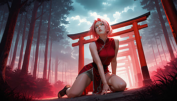 Sakura Haruno From Genin To Legend, sakura-haruno, naruto, anime, anime-girl, artist, artwork, art, digital-art, ai, deviantart HD wallpaper