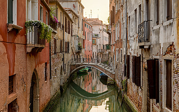 Canal, bridge, buildings, water HD wallpaper