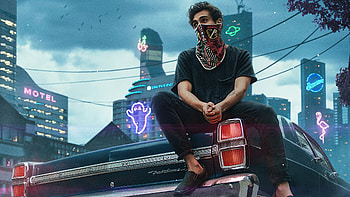 Urban Boy Sitting On Car , mask, artist, artwork, digital-art HD wallpaper