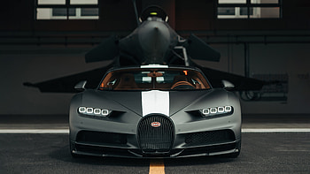 Bugatti Chiron Meets Dassault Rafale Marine Jet , bugatti-chiron, bugatti, 2021-cars, cars, jet, planes HD wallpaper