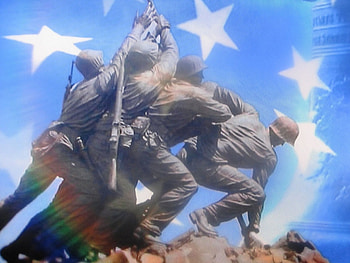 Oh Oh Say Can You See!-Our National Anthem, Iwo Jima Memorial, blue, stars, rainbow reflection HD wallpaper