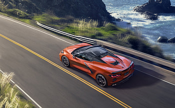 Orange Chevrolet Corvette C8, sports car, 2019 HD wallpaper