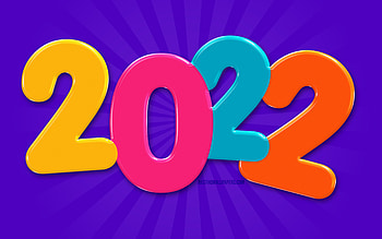 2022 colorful 3D digits, , Happy New Year 2022, violet abstract background, 2022 concepts, kids art, 2022 new year, 2022 on violet background, 2022 year digits HD wallpaper
