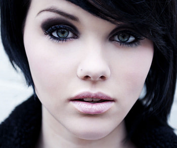 melissa clarke, graphy, brunette, eyes, dark, closeup, pretty, green, face, female HD wallpaper