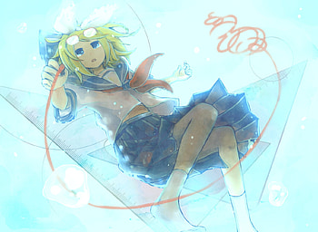 Vocaloid, uniform, kagamine rin, head band, short hair, dress HD wallpaper