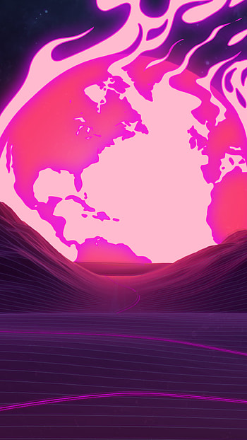 mountain, artistic, retrowave HD phone wallpaper