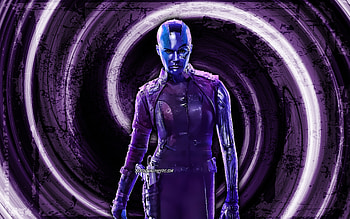 Nebula, violet grunge background, antagonists, Avengers Infinity War, space pirate, vortex, Nebula , Nebula Infinity War HD wallpaper