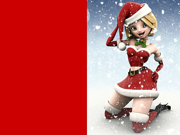 Christmas party girl, party, snow, christmas, red, girl HD wallpaper