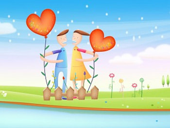 Lovers...in wonderland..., ballon, girl, grass, boy, life, love, never, heart, water, dies HD wallpaper