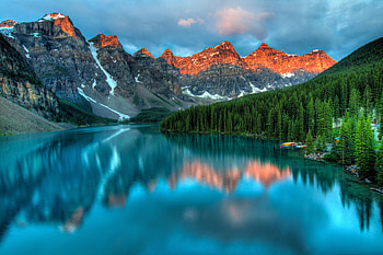 Adorable mountains, lake, tree, nature HD wallpaper