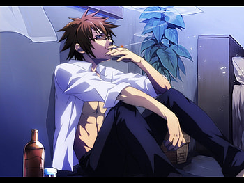 Smoke, anime, boy, smoking, manga, guy, male, cigarette HD wallpaper