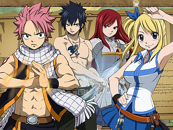 Fairy Tail, lucy, gray, erza, natsu HD wallpaper
