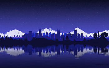 Artistic City Vector Blue , artist, artwork, digital-art, minimalism, minimalist HD wallpaper