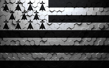 Flag of Brittany, honeycomb art, Brittany hexagons flag, Brittany, 3d hexagons art, Brittany flag HD wallpaper