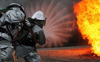 Firefighter , Fiery blaze, Evacuation plan, Fire prevention HD wallpaper