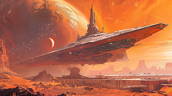 Majestic Sci-Fi Spaceship on Alien Planetscape, Sci Fi, planetscape, spaceship, Science Fiction, space HD wallpaper
