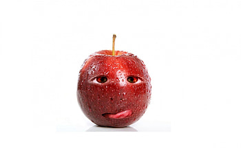 Funny apple, white, mood, red, apple, funny, tongue HD wallpaper