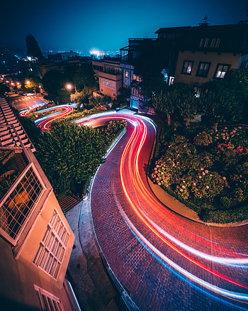 Road, turn, long exposure HD phone wallpaper