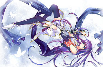 Sample, long hair, blue eues, purple hair HD wallpaper