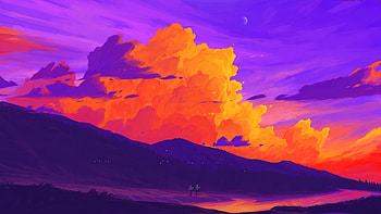 Hiking Into The Fire Kissed Clouds, hiking, artist, artwork, digital-art HD wallpaper