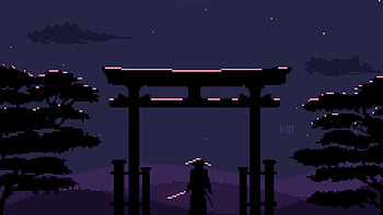 Japanese Trees Dragon Pixel Art , 8-bit, pixel, artist, artwork, digital-art HD wallpaper