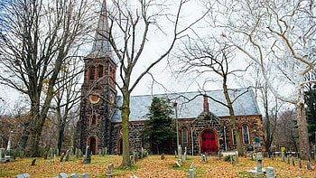 old saint andrew church in staten island, cemetery, old, trees, church, overcast HD wallpaper