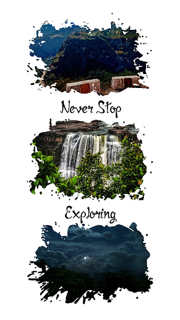Traveling, moon, natural_landscape, world, collage, waterfall, prarsha HD phone wallpaper