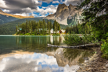 Nature, Houses, Mountains, Lake, Shore, Bank HD wallpaper