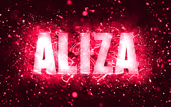 Happy Birtay Aliza, , pink neon lights, Aliza name, creative, Aliza Happy Birtay, Aliza Birtay, popular american female names, with Aliza name, Aliza HD wallpaper