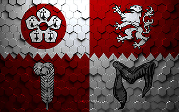 Flag of Leicestershire, honeycomb art, Leicestershire hexagons flag, Leicestershire 3d hexagons art, Leicestershire flag HD wallpaper