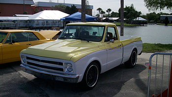 Custom Chevy, Truck, Yellow, White, Gm HD wallpaper