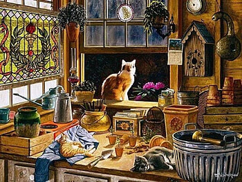 Home, sweet home * For my friend mememe1, window, flower, cat, clock, home HD wallpaper