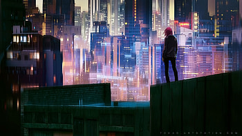 Glow City, artist, digital-art HD wallpaper