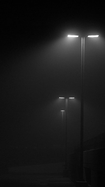 Full Black Colour, Street Lamps, Night HD phone wallpaper