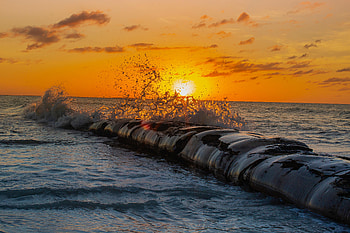 Nature, Sunset, Sea, Sun, Waves, Spray HD wallpaper