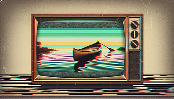 Vintage Canoe TV, canoe, vintage TV, boat, retro, Digital Art HD wallpaper