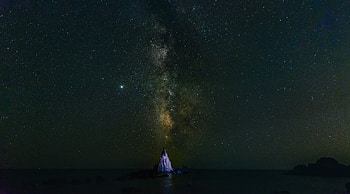 Sky, Stars, Night, Rock, Dark, Milky Way HD wallpaper