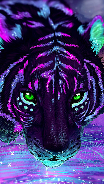 Neon tiger artwork, Captivating , Mesmerizing visuals, Stunning colors HD phone wallpaper