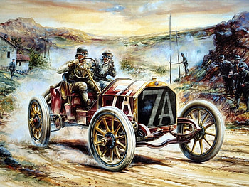 vintage car race, road, car, vintage, race HD wallpaper