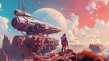 Sci-Fi Astronaut, Sci Fi, astronaut, spaceship, planet, Digital Art HD wallpaper