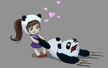 Funny Girl Love Panda HD wallpaper
