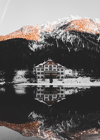 Landscape, Nature, Mountains, Lake, Reflection, House HD phone wallpaper