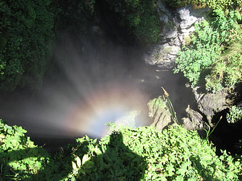 Devil's Troath Cave, bulgaria, cave, rainbows, mountain HD wallpaper