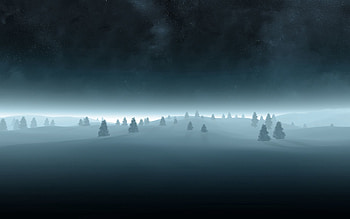 Nature, Trees, Snow, Fog, Outlines, Darkness, Gloomy, Ate HD wallpaper