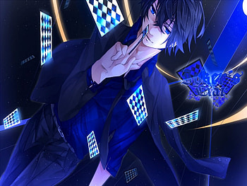 Sphere, Short Hair, Nico Nico Singer, Black, Anime, Original, Black Hair, Cute, Smile, Cards, Sweet, Dark, Boy, toya kure, Blue Eyes, Blue HD wallpaper