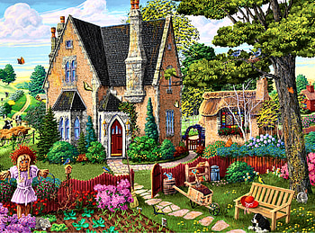 Spring Awakening F1, architecture, art, landscape, beautiful, spring, artwork, scenery, wide screen, painting, cottage HD wallpaper